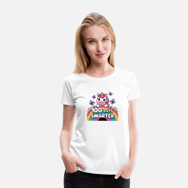 Rainbow Unicorn Girls' 100th Day of School T-Shirt