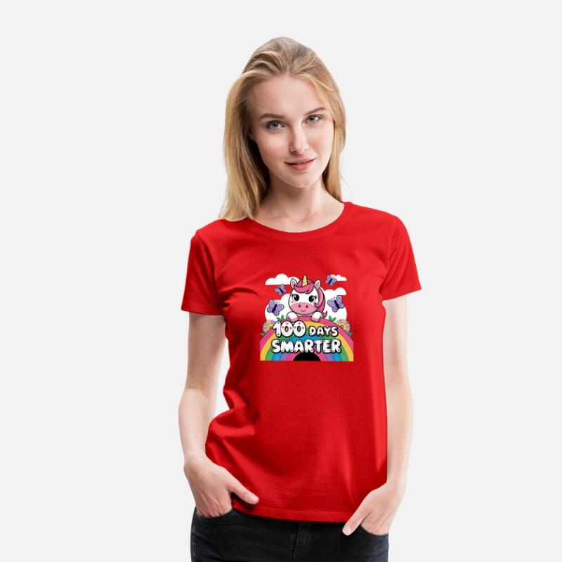 Rainbow Unicorn Girls' 100th Day of School T-Shirt