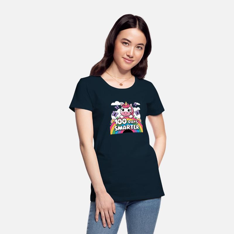 Rainbow Unicorn Girls' 100th Day of School T-Shirt