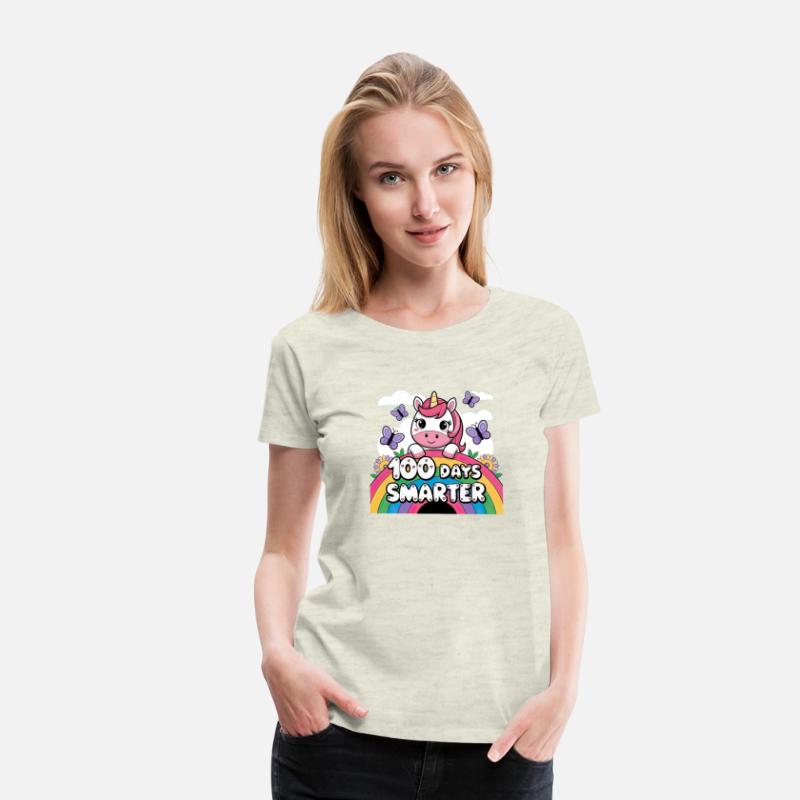 Rainbow Unicorn Girls' 100th Day of School T-Shirt