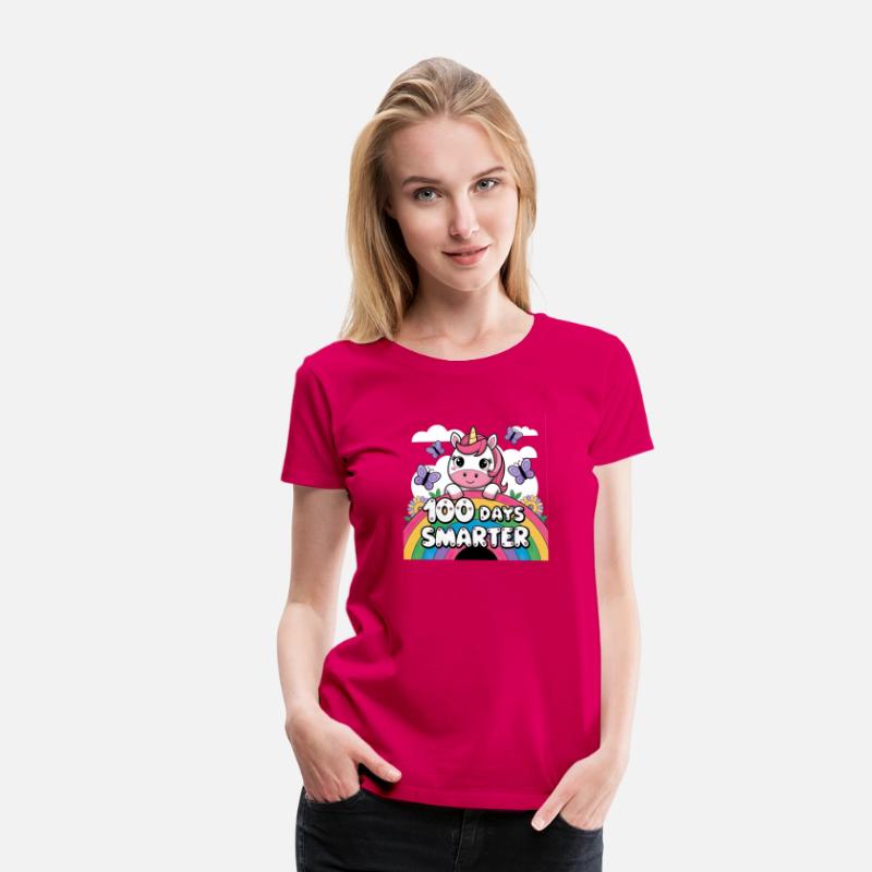 Rainbow Unicorn Girls' 100th Day of School T-Shirt