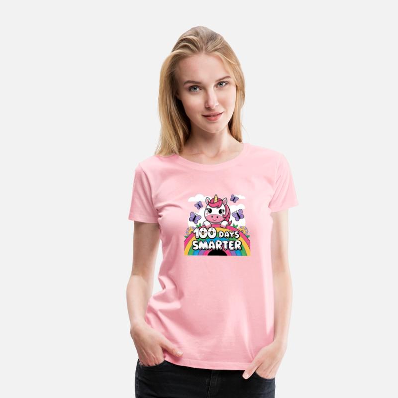 Rainbow Unicorn Girls' 100th Day of School T-Shirt