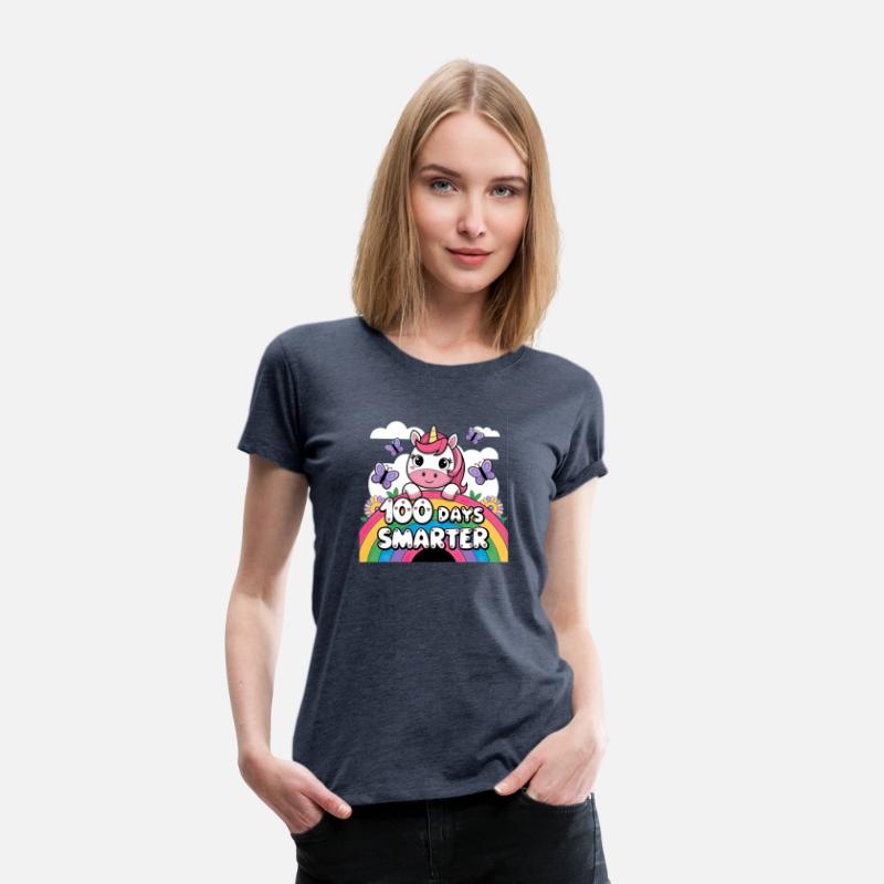Rainbow Unicorn Girls' 100th Day of School T-Shirt