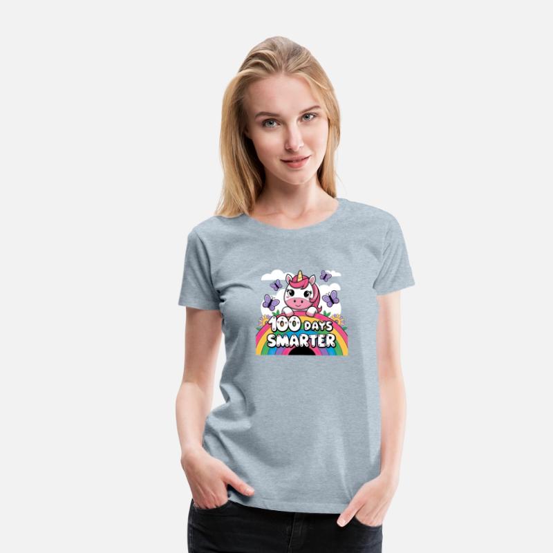 Rainbow Unicorn Girls' 100th Day of School T-Shirt