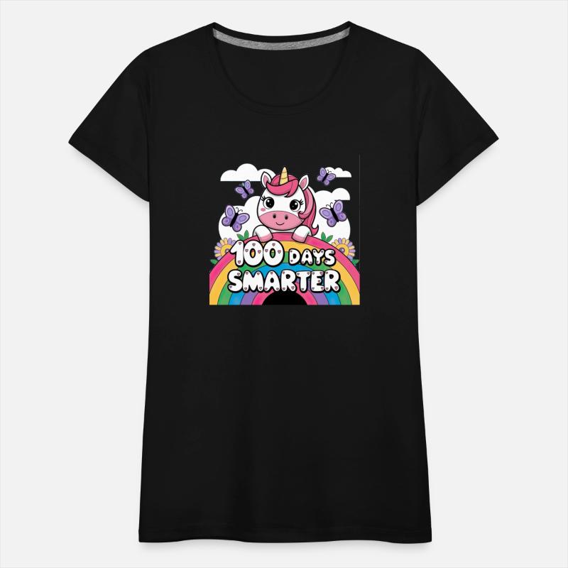 Rainbow Unicorn Girls' 100th Day of School T-Shirt