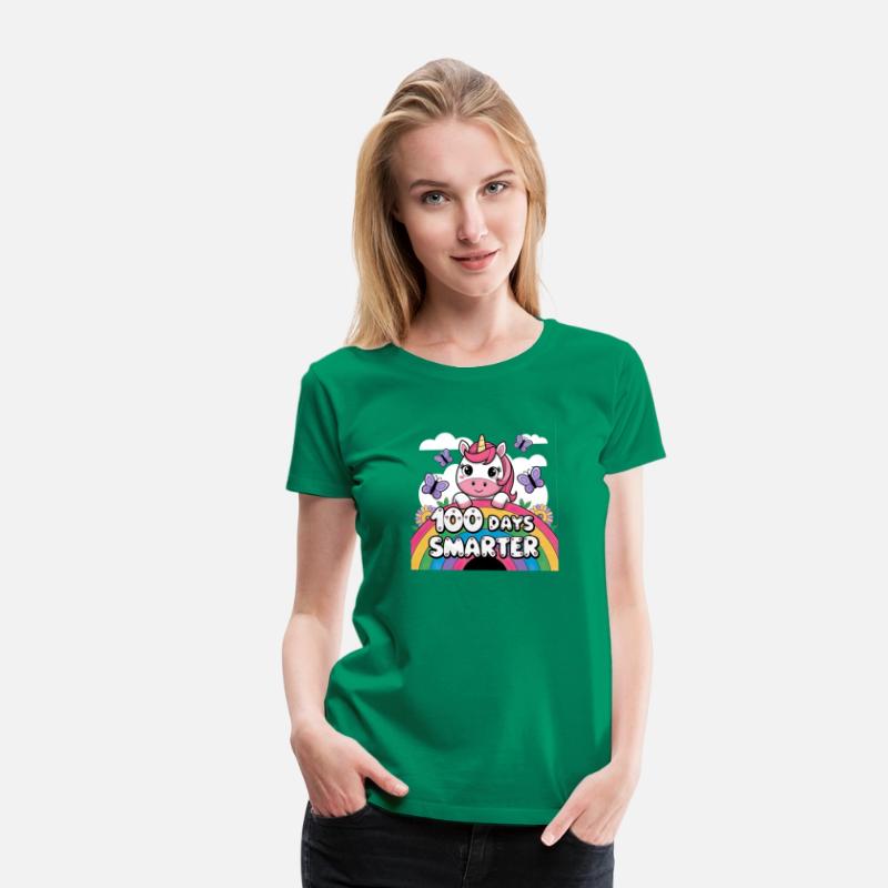 Rainbow Unicorn Girls' 100th Day of School T-Shirt