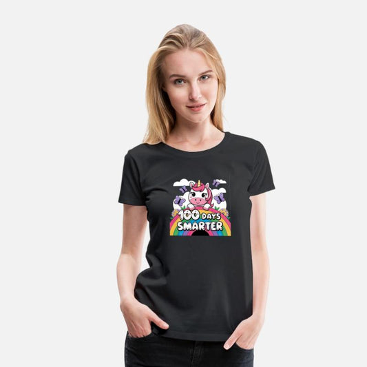 Rainbow Unicorn Girls' 100th Day of School T-Shirt