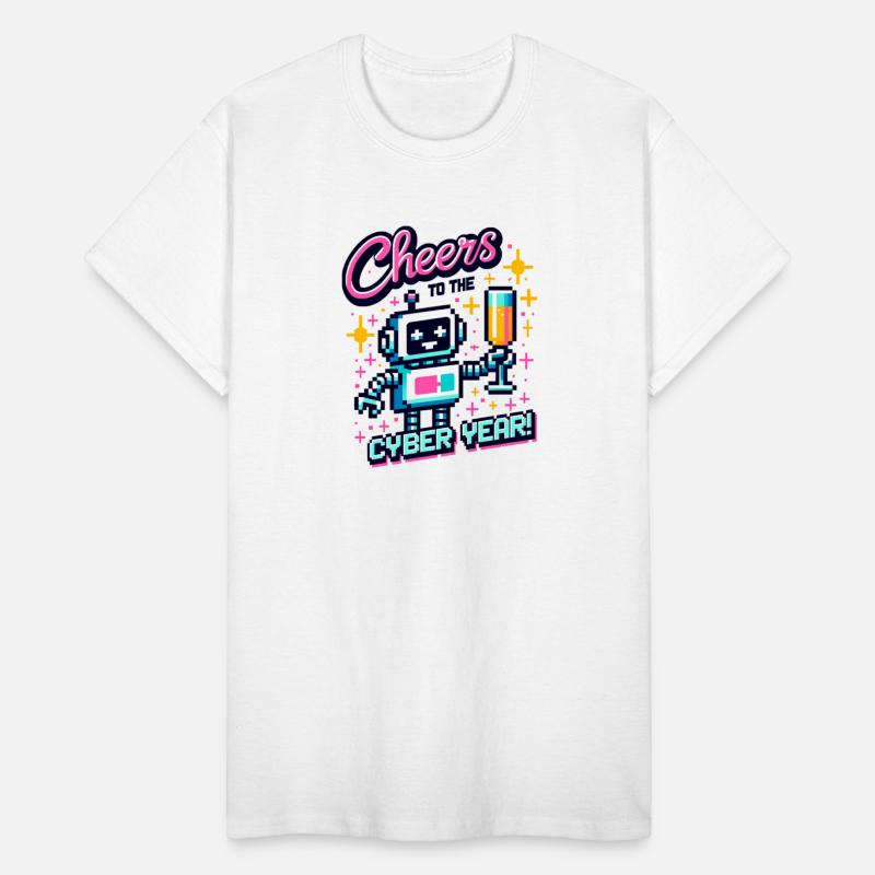 Retro Robot New Year's Toast - Cyber Champagne Fun