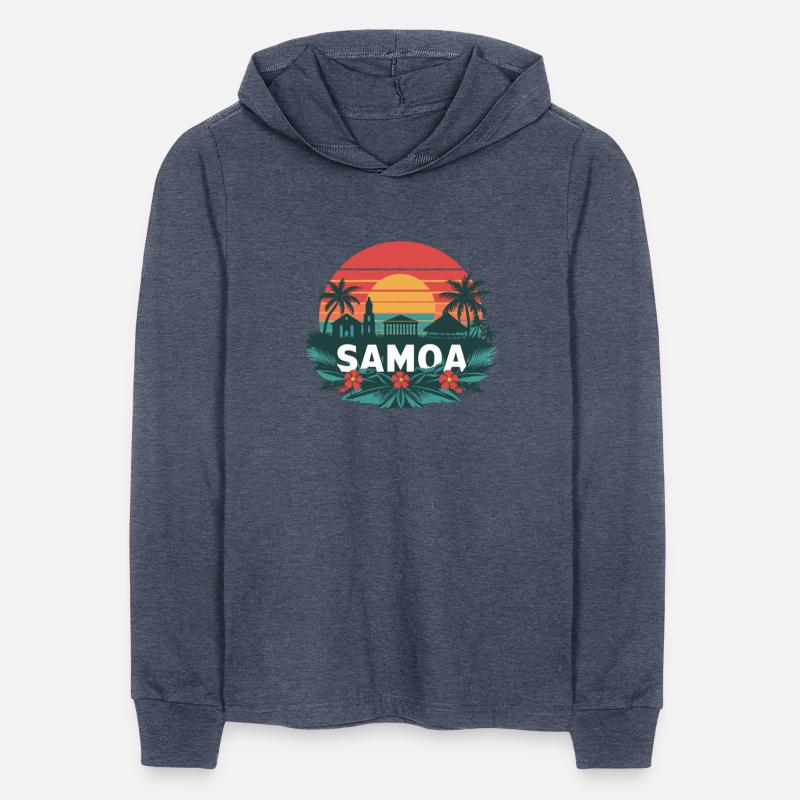 Samoa Tropical Sunset with Palms and Floral Motif