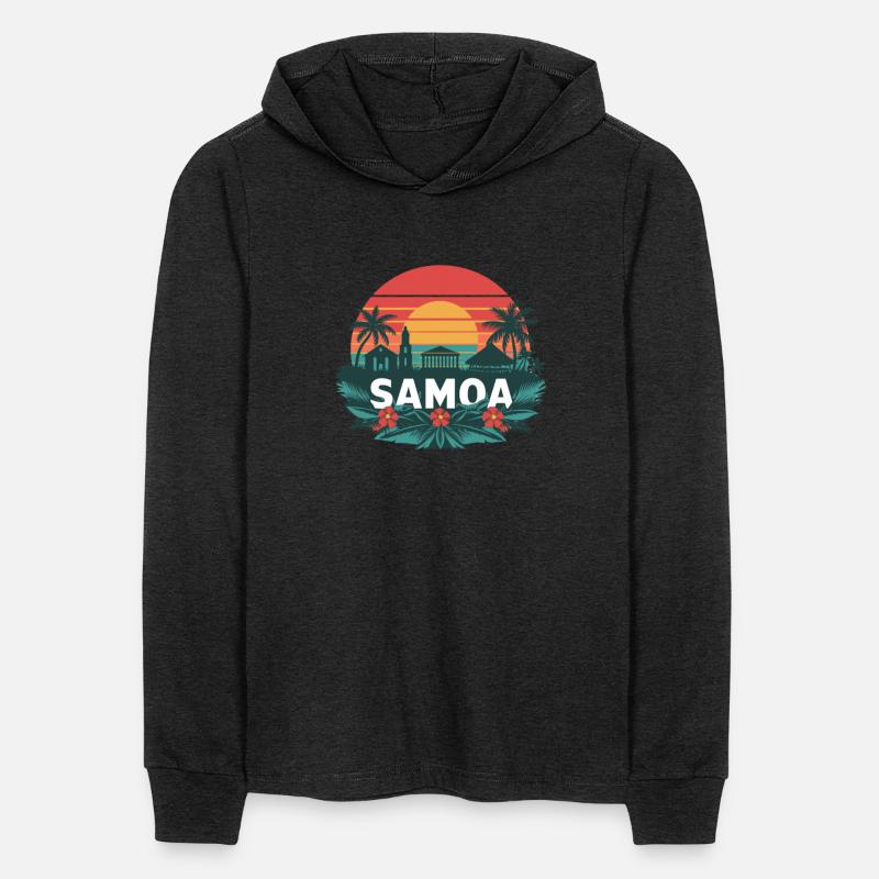 Samoa Tropical Sunset with Palms and Floral Motif