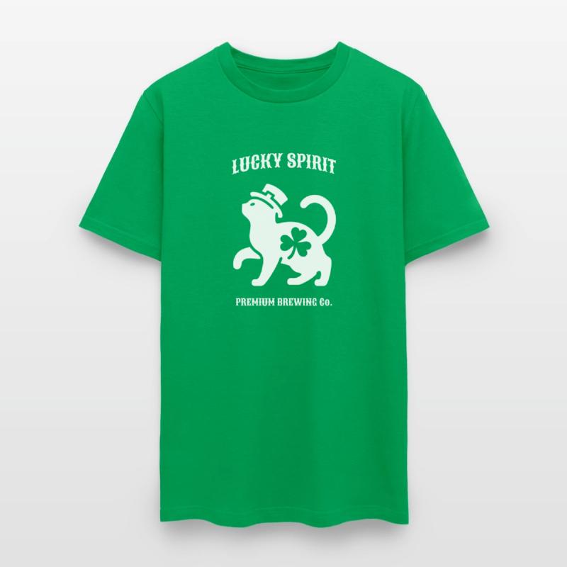 St Patricks Lucky cat Green Tshirt