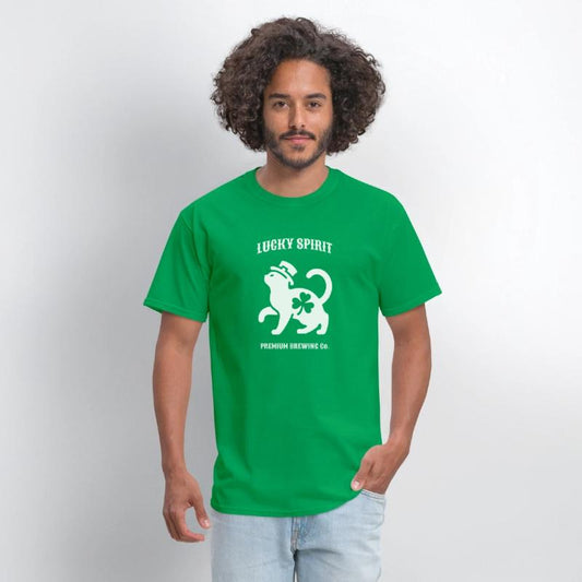 St Patricks Lucky cat Green Tshirt