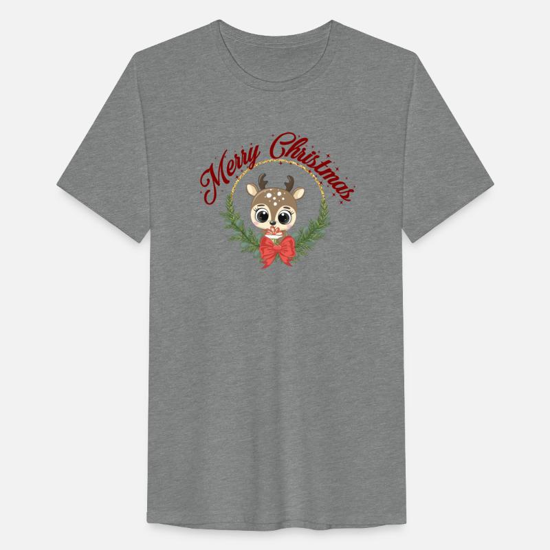 sweet reindeer with wreath and gift Merry Christm