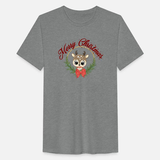 sweet reindeer with wreath and gift Merry Christm