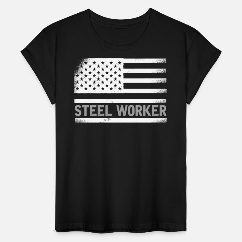 US Flag Steel Worker Blue Collar