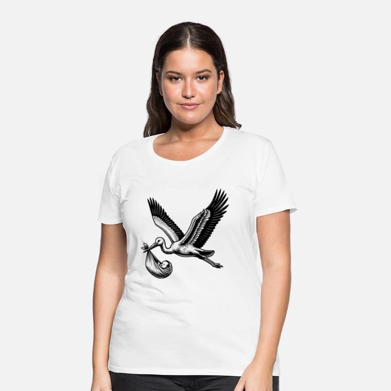 Vintage Stork Carrying Baby Illustration for New