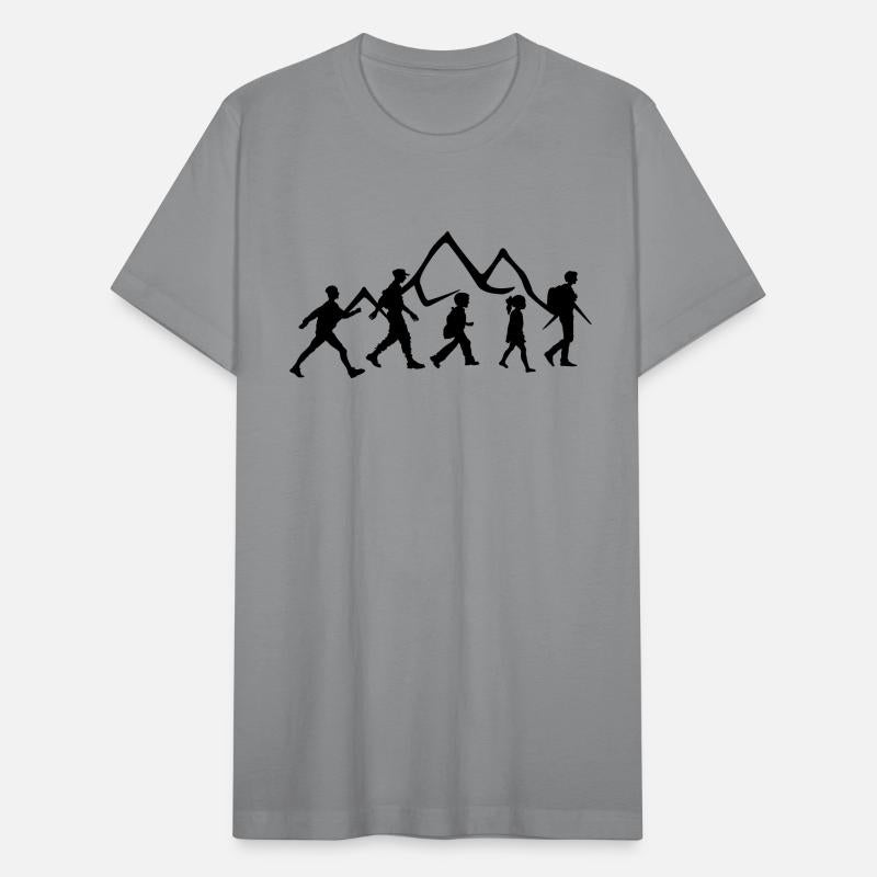 Walking group or club, family hiking in the mounta