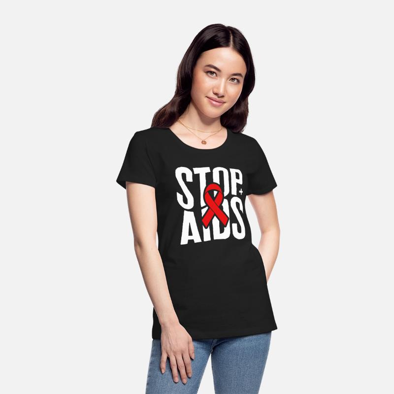 Word Aids Days Shirt, Stop AIDS Red Ribbon Tee,