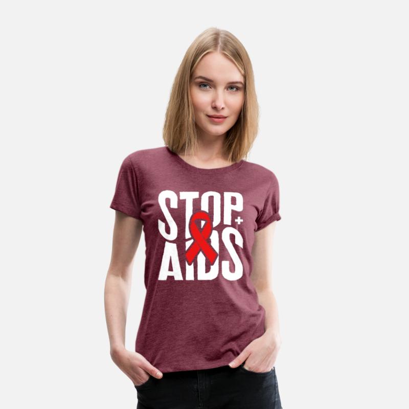 Word Aids Days Shirt, Stop AIDS Red Ribbon Tee,