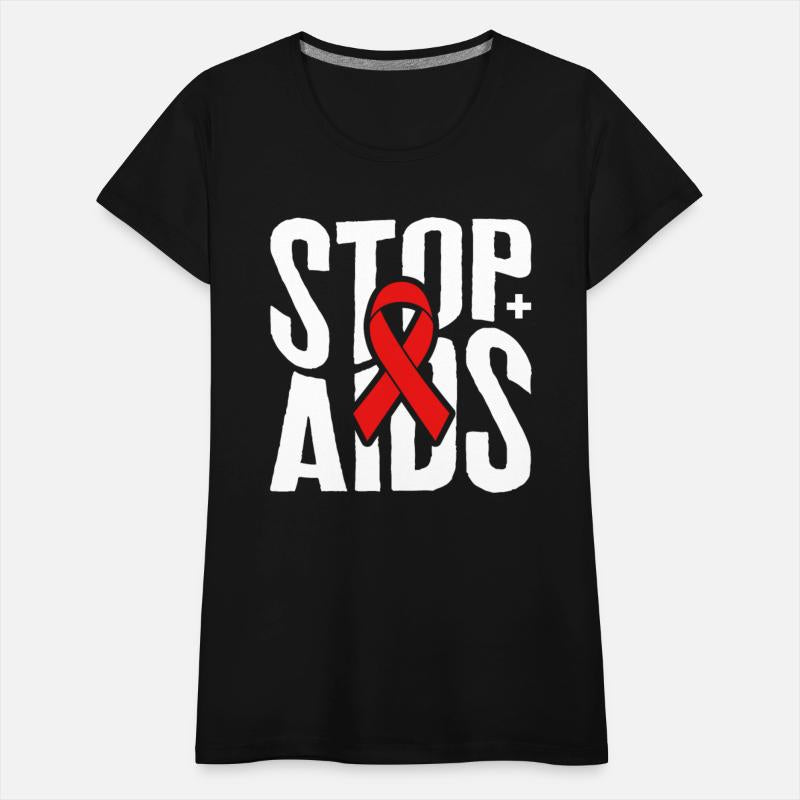 Word Aids Days Shirt, Stop AIDS Red Ribbon Tee,