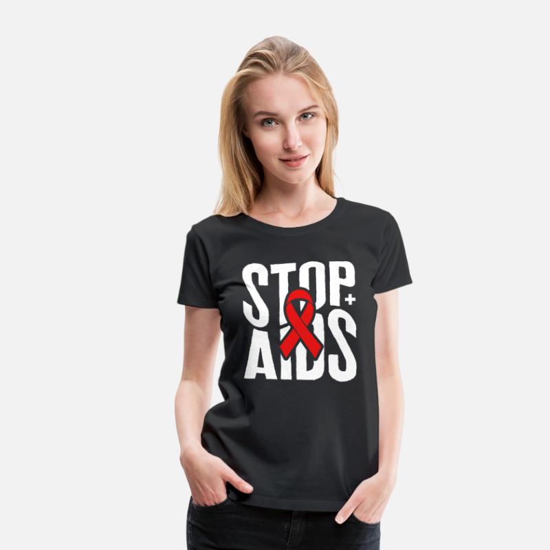 Word Aids Days Shirt, Stop AIDS Red Ribbon Tee,