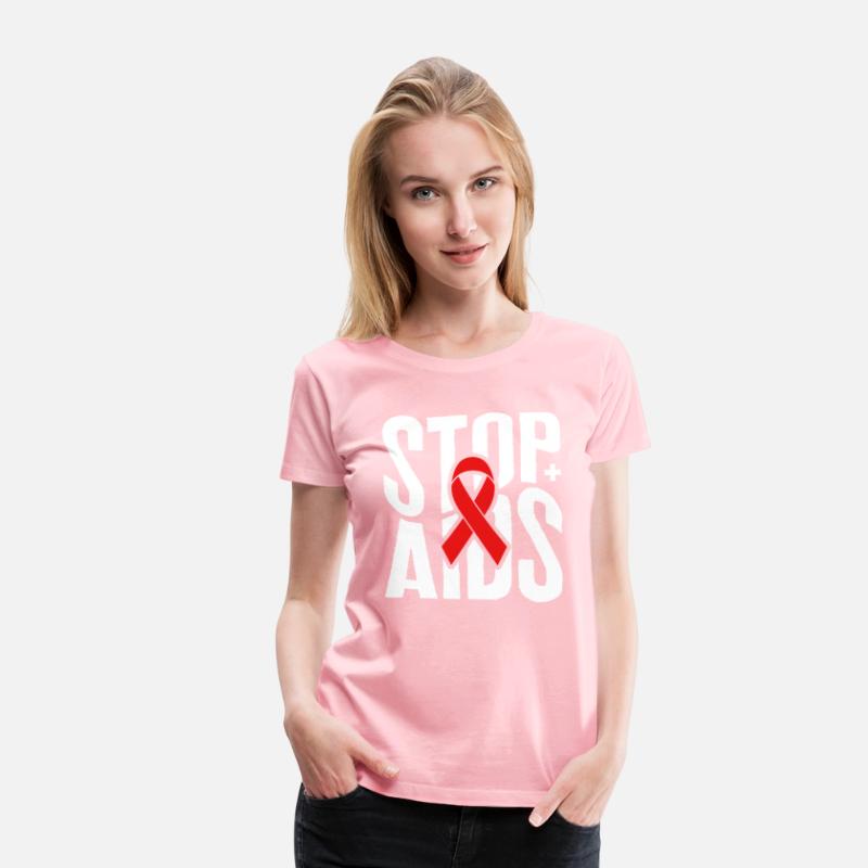 Word Aids Days Shirt, Stop AIDS Red Ribbon Tee,
